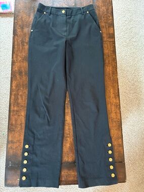St. John Sport Twill Trousers with Gold Button Accents, Size 6